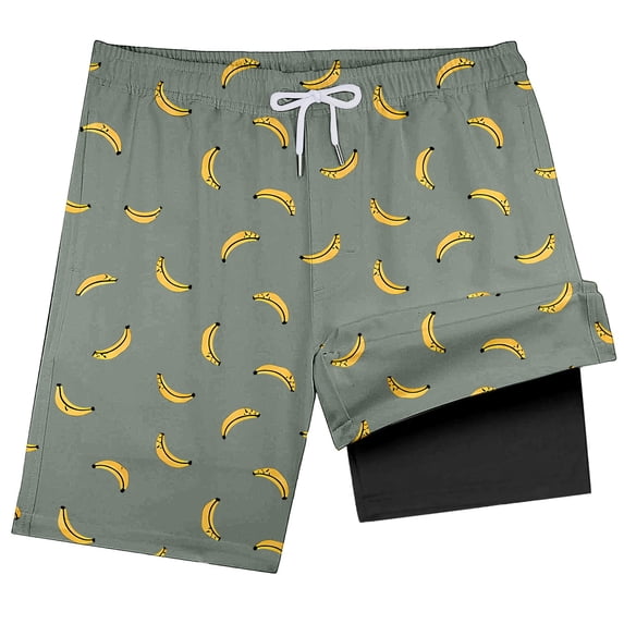 Kcolen Boys Swim Trunks with Compression Liner Toddler Swimsuit Boy Swim Shorts Bathing Suits Boxer Brief Swimming Trunks