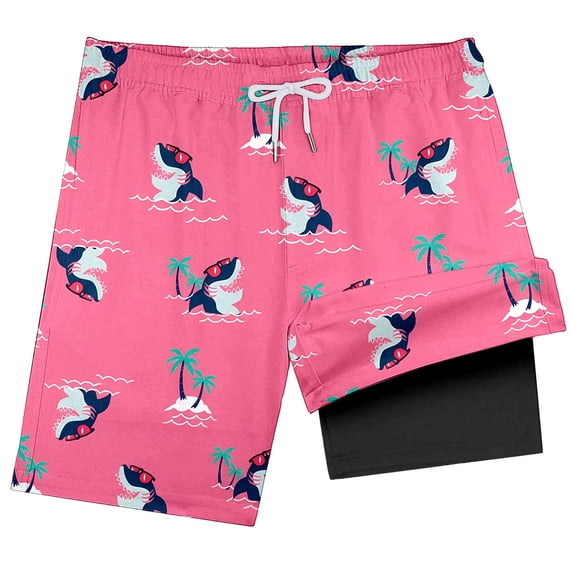 Kcolen Boys Swim Trunks with Compression Liner Toddler Swimsuit Boy Swim Shorts Bathing Suits Boxer Brief Swimming Trunks