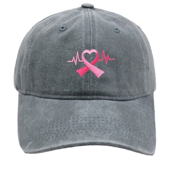 Kcolen Cancer Awareness Hat for Women, Pink Ribbon Cancer Awareness Vintage Baseball Cap Hat Women Pink October Awareness Cap