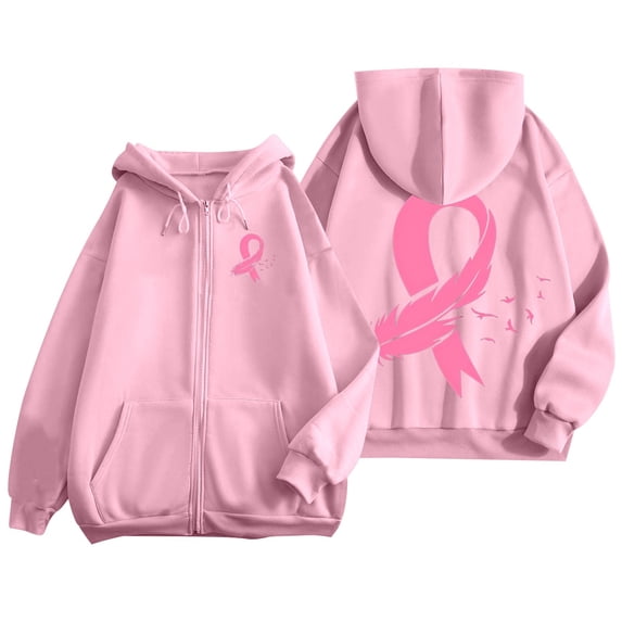 Kcolen Cancer Awareness Sweatshirts for Women Pink Cancer Awareness Hoodie Pullover Sweatshirts Tops with Pockets