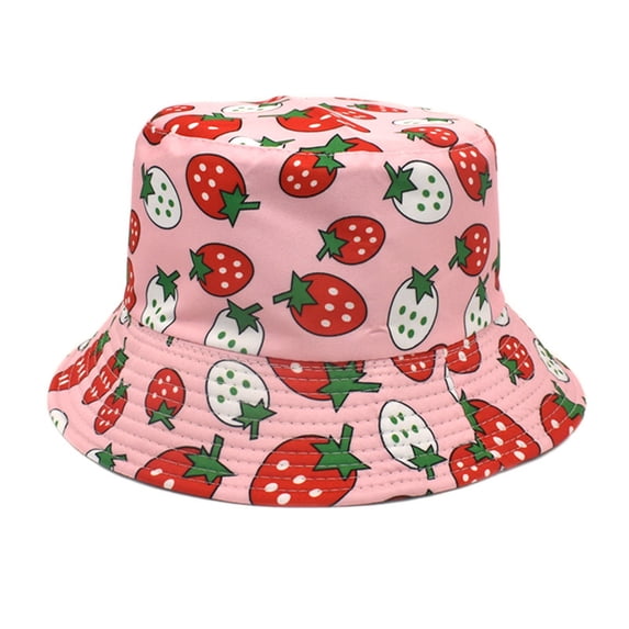 Kcolen Bucket Hats for Men Stylish Strawberry Print Bucket Fisherman Hat Unisex Sun Outdoor Wearable Cap for Summer Parties