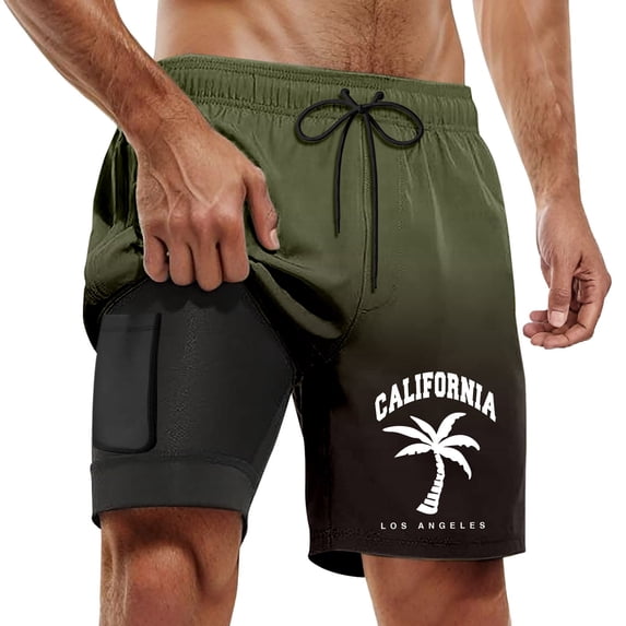 Kcolen Camo Swim Trunks Men Drawstring Board Shorts Men's Light Swimsuit Men Compression Liner Summer Beach Bathing Suit Beach Board Shorts