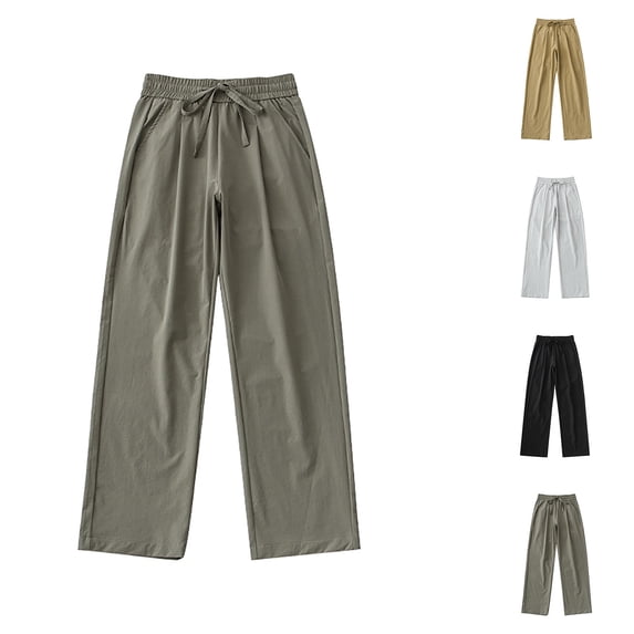 Kcolen Casual Pants for Men Big And Tall Men's Fashionable Casual Pants with Elastic Waist Loose Fit Straight Leg Ice Silk for Jogging Sports and Everyday Wear
