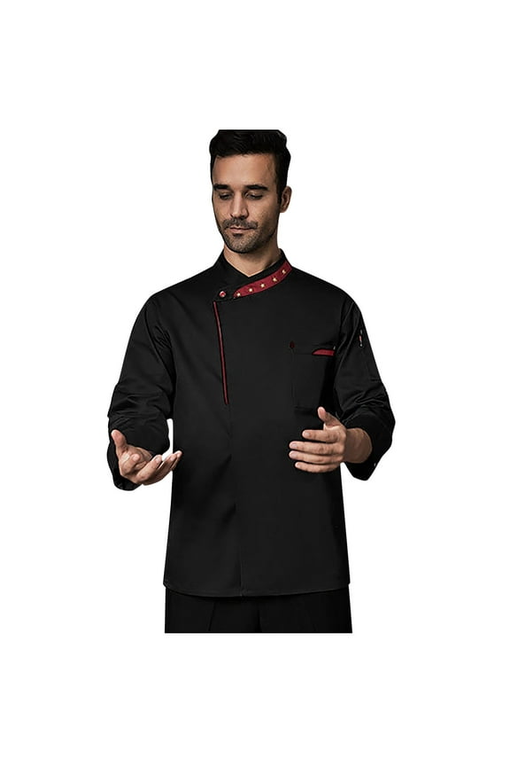 Chef Coat Men White Men's Catering Chef Cardigan Workwear Long Sleeve Thermal Kitchen Shirt for Culinary Staff