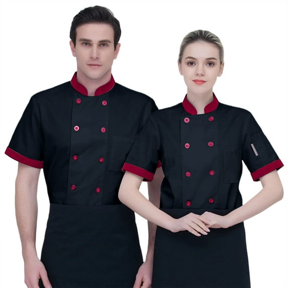 Kcolen Chef Coat Men White Men's Chef Workwear Short Sleeve Top for Kitchen Catering and Culinary Services