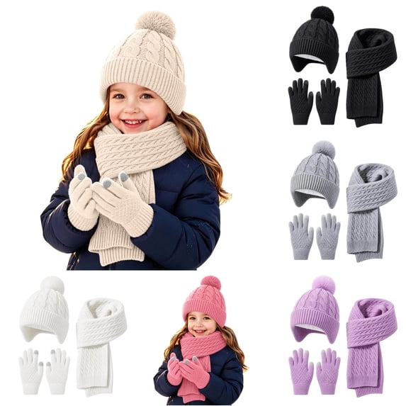 Kcolen Children's Winter Accessories Set Warm Three Piece for Cold ...