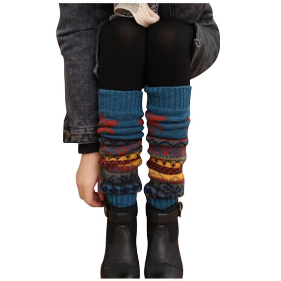Kcolen Christmas Gifts Knitted Woolen Fawn Stack Snowflake Socks Thicken Foot Leggings Warmer Pile Christmas Cozy Thermal Calf-Length