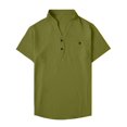 thumbnail image 1 of Kcolen Cotton T Shirts for Men Men Henley Tee Tops Pullovers Solid Color Snug Fit Summer Beach Tops Casual Beach Basic Shirts for Men, 1 of 5