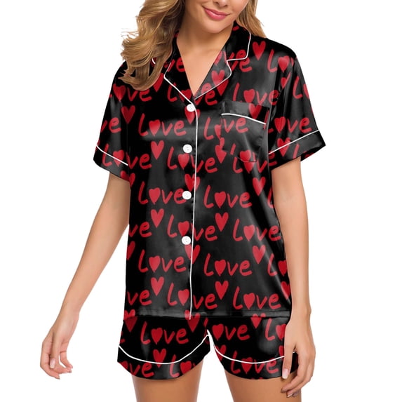 Kcolen Cute Womens Pajamas Valentine's Day Pajamas Set Womens Pajamas Shorts Set Bow Pajamas Cute Holiday Pajamas for Women Women's Lingerie, Sleep & Lounge