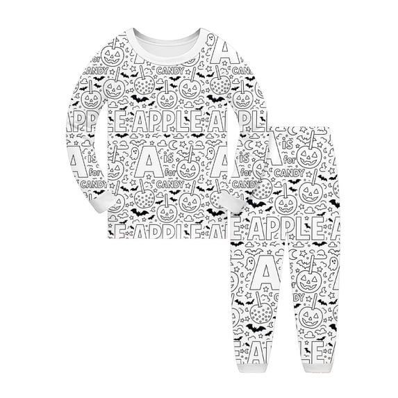 Kcolen DIY Halloween Colorable Pants Set 2 Piece, Hand Painted Long Sleeve T-Shirts and Pants Funny Halloween Gifts Outfit Coloring Preppy Clothes