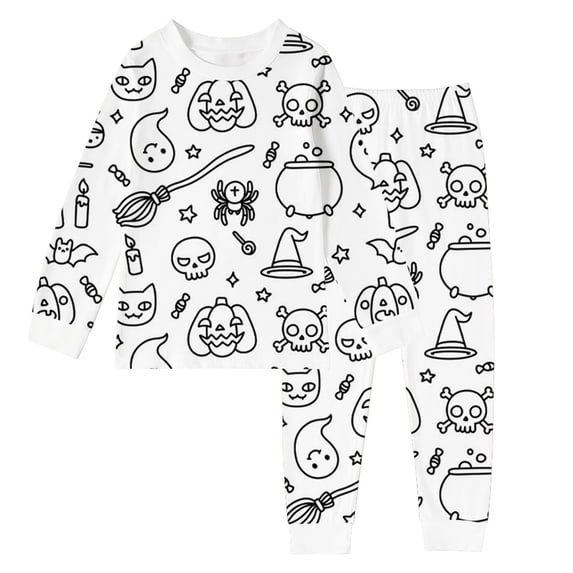 Kcolen DIY Halloween Colorable Pants Set 2 Piece, Hand Painted Long Sleeve T-Shirts and Pants Funny Halloween Gifts Outfit Coloring Preppy Clothes