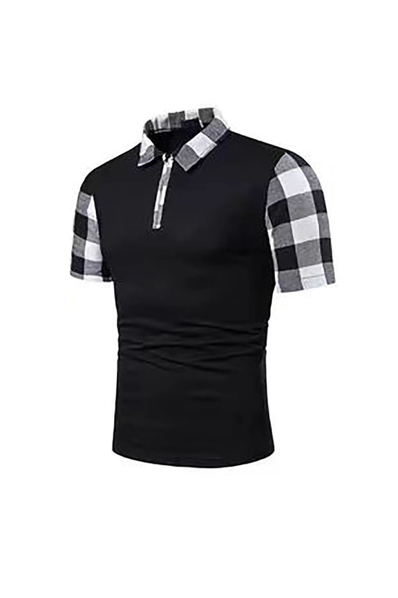 Dress Polo Shirts for Men Classic Plaid Short Sleeve Shirt for Men Comfort Casual and Business Casual Wear Casual Summer Outdoor Basic