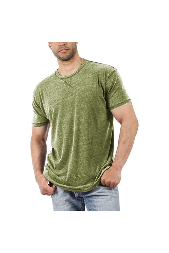 European Solid Color Base Layer Shirt for Men Lightweight Stretch Casual Loose Fit Comfortable Business and Sports Round Neck Short Sleeve Tee