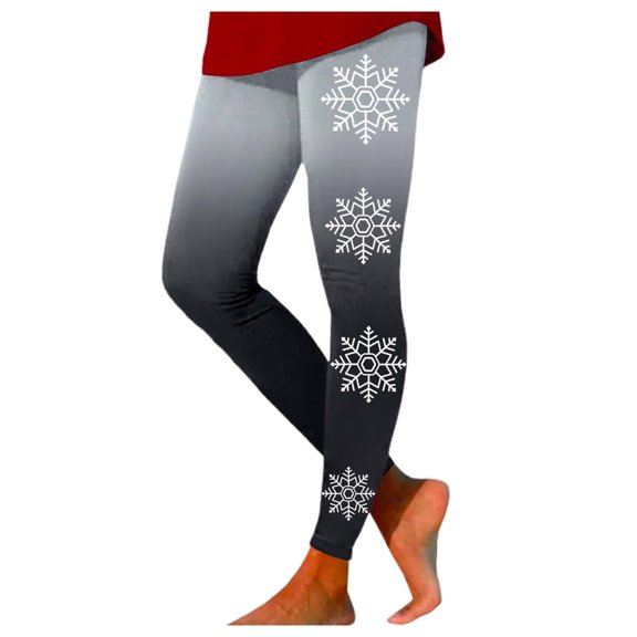 Kcolen Festive Christmas Leggings for Women, High Waist Soft Stretch Tummy Control Yoga Pants, Christmas Snowflake Themed, for Xmas Party, Yoga, Daily Outfits