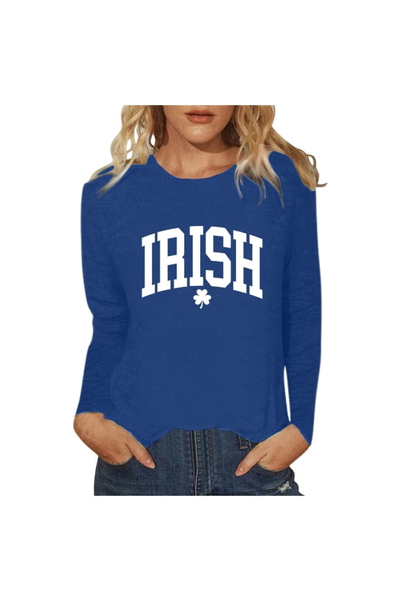 Funny St. Patrick's Day Shirts for Women Funny Shamrock Womens Funny St Patricks Day T Shirts Pullover Funny Long Sleeve Tops Womens Women Summer Clothes,Green