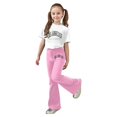 thumbnail image 1 of Kcolen Girls 2pcs Outfit Set Summer Casual Bow Graphic Short Sleeve Tops and Flared Leg Pants Set Casual Outfits for Kids, 1 of 5