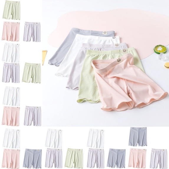 Kcolen Girls Bike Shorts Under Dress Ice Silk Ruffle Hem Shorts for Toddler Kids Cartwheel Dance Summer 3PCS Bike Shorts for Girls