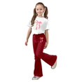 thumbnail image 1 of Kcolen Girls Clothes 2pcs Summer Clothes Bow Short Sleeve Tops and Flared Leg Pants Set Casual Clothing Sets, 1 of 4