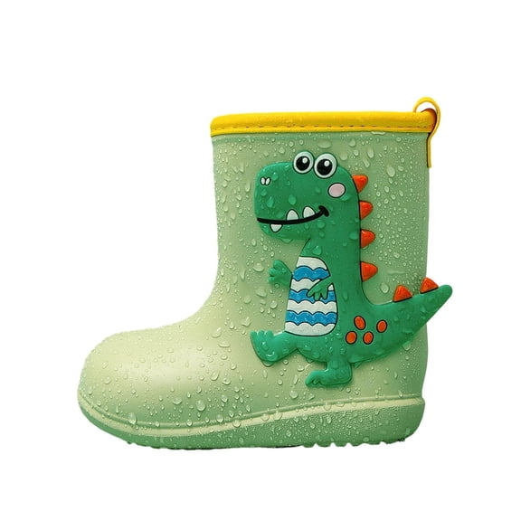 Kcolen Girls Cute Dinosaur Charm Rain Boots Waterproof Non- Outdoor Rain Shoes for Toddler Girls Boys, Spring Fall Daily Wear Ages 1-9 Green