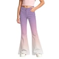 thumbnail image 1 of Kcolen Girls Elastic Waist Flare Pants,Gradient Color Flare Long Pants, Casual Mid Waist Bell Bottom Trousers for Daily School Preppy Clothes,Purple,15-16 Years, 1 of 5