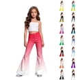 thumbnail image 1 of Kcolen Girls Flare Leg Uniform Pants, Kids Gradient Color Fashion Bell Bottom Trousers Slim Fit Stretch Chino Back To School Pants for Size 5-16 Years, 1 of 7