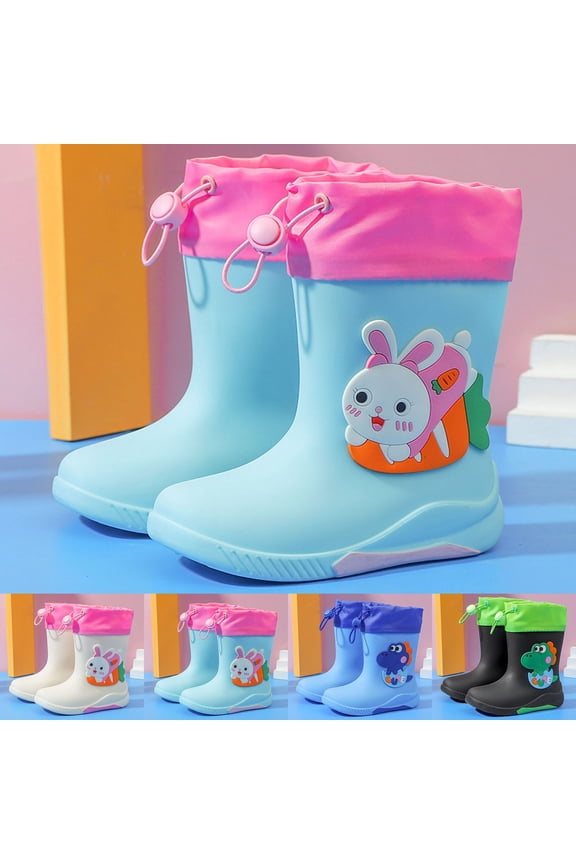 Girls Rain Boots With Detachable Covers Featuring Cute Bunny Dinosaur Design Lightweight Toddler Booties for Daily Wear And Rainy Days
