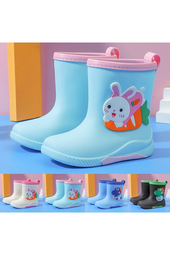 Girls Rain Boots for Toddlers And Kids With Cute Bunny Dinosaur Design Detachable Cover Lightweight Comfortable Soft Sole