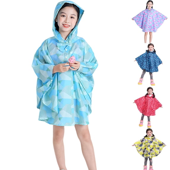 Kcolen Girls Raincoat Adorable Cartoon 3D Printed Kids Raincoat with for Outdoor Kids Rain Jacket