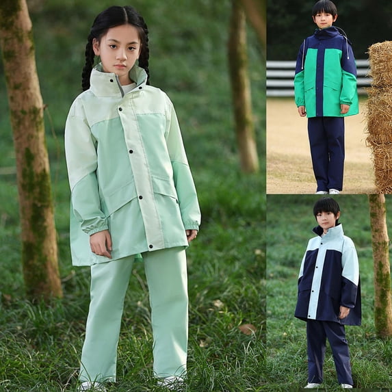 Kcolen Girls Raincoat Full Body Girls Rain Suit Set With Adjustable for Youth Outdoor School Activities And All Weather