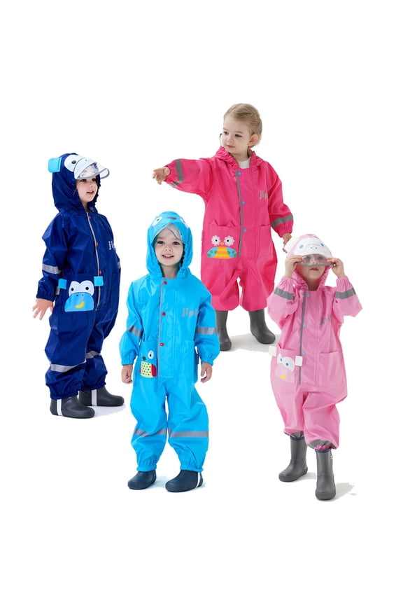 Girls Raincoat Girls Raincoat with Reflective Cartoon Prints for Outdoor Play and School Activities Kids Rain Jacket