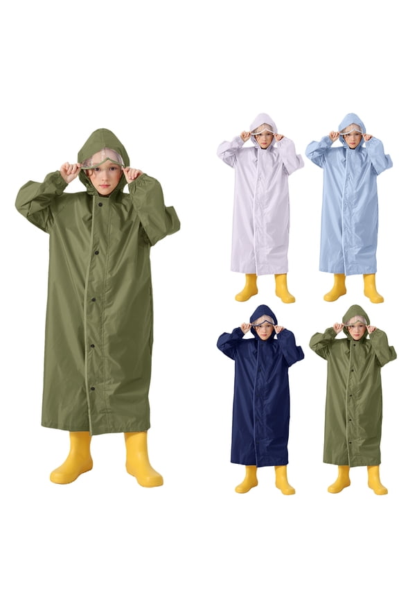 Girls Raincoat Kids Raincoat with Detachable and Matching Backpack for School Children Weather Kids Rain Jacket