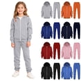 thumbnail image 1 of Kcolen Girls Tracksuits 2 Piece Sweatsuit Outfit Zip Up Hoodie and Jogger Sweatpants Solid Color Athletic Clothing Sets Valentines Day Gifts for Her, 1 of 8
