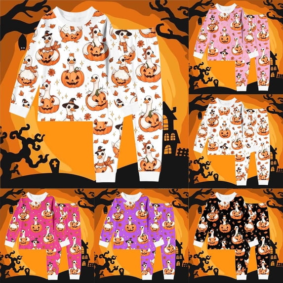 Kcolen Halloween Gifts Halloween Pajamas 2‑Piece Set, Cute Printed Long Sleeve T Shirt Top And Pants Soft Comfortable Pjs Set