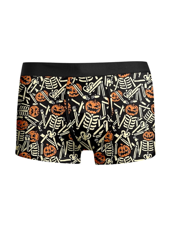 Halloween Gifts Halloween Underwear Mens Halloween Printed Mid‑Rise Boxer Briefs Soft Stretchy Breathable Holiday Underpants