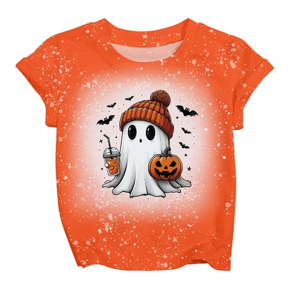 Kcolen Halloween T Shirts Kids Short Sleeve Crew Neck Graphic Print Shirt Soft Casual Pullover Clothes Halloween Gifts for Kids Girls