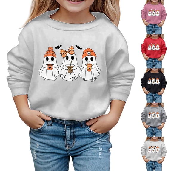 Kcolen Halloween Themed Children's Sweatshirt Halloween Pumpkin Long Sleeve Oversized Sweatshirts Shirt Crew Neck Y2K Casual Fall Pullover Tops for Kids
