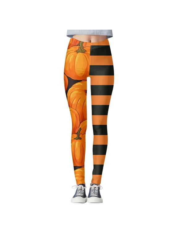Halloween Yoga Pants Women Soft Stretch Workout Yoga Pants Cute Pumpkin Graphic All Day Comfort Halloween Pants Women,Orange
