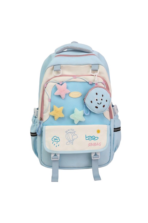 Hiking Backpack Korean Style Backpack for School Travel Lightweight Daily Use With Cute Cloud Design