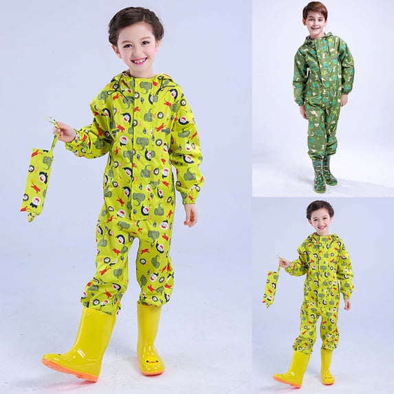 Kcolen Kids Raincoat Kids Rain Suit Set with Cartoon Prints for Outdoor Play and School Clothes Cute Kids Rain Jacket