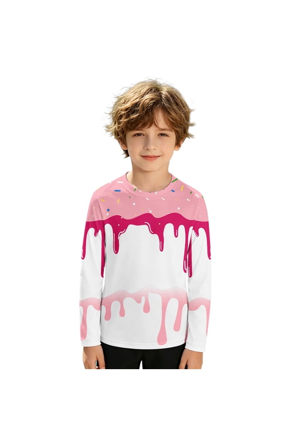 Kids Rash Guard,Boys Long Sleeve Swim Shirt With Ice Print UPF 50 Sun for Beach Pool Surfing Swimwear Top,13-14 Years