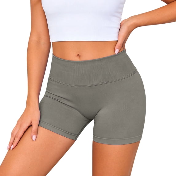 Kcolen Ladies Yoga Shorts,Womens Spandex Biker Shorts Solid Color High Waisted Tummy Control Athletic Running Shorts