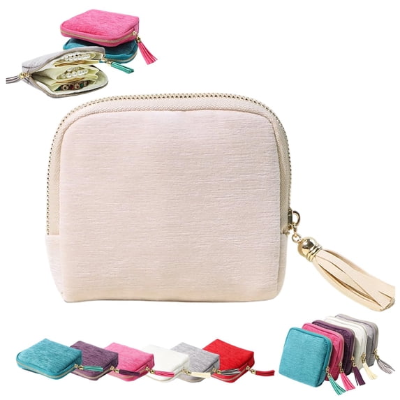 Kcolen Layered Fringe Jewelry Organizer Pouch for Travel Storage With Five Secure Compartments And