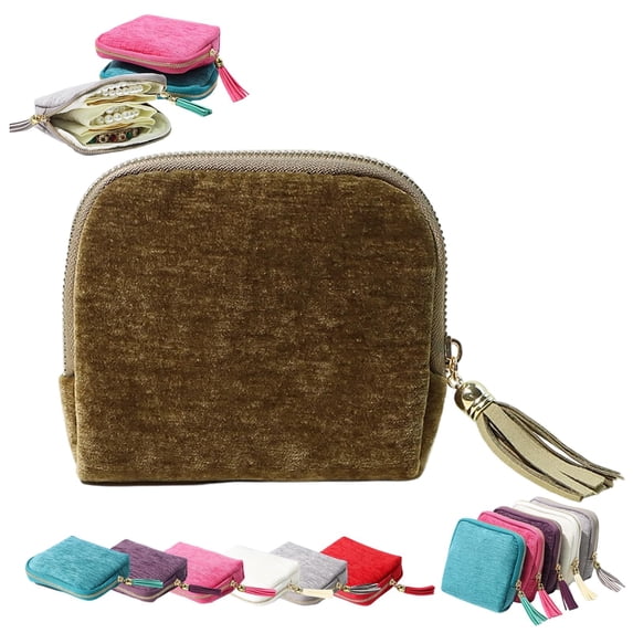 Kcolen Layered Fringe Jewelry Organizer Pouch for Travel Storage With Five Secure Compartments And