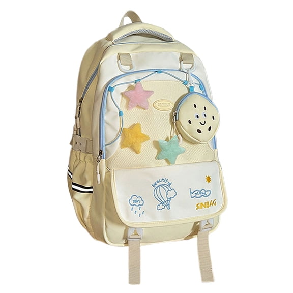 Kcolen Lightweight Backpack Korean Style Backpack for School Travel Lightweight Daily Use With Cute Cloud Design