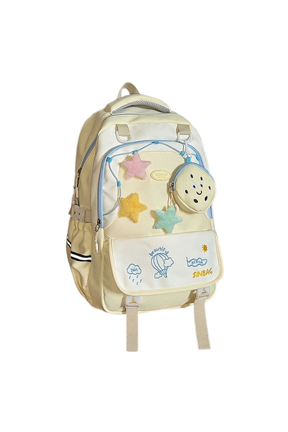 Lightweight Backpack Korean Style Backpack for School Travel Lightweight Daily Use With Cute Cloud Design