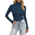thumbnail image 1 of Kcolen Long Sleeve Shirts for Women High Neck Slim Fit Stretch Casual Basic Solid Color Tee Shirt Fall Fashion Basic Top Womens Going Out Outfits, 1 of 6