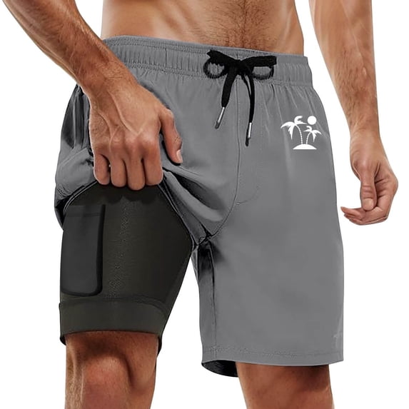 Kcolen Men Swim Trunks Soild Color Short Pants Light Upf Bathing Suit Compression Liner Summer Beach Swimwear