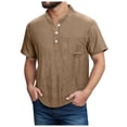 thumbnail image 1 of Kcolen Men T Shirts Cotton Men Henley Tee Tops Pullovers Solid Color Lightweight Summer Beach Tops Summer Outdoor Basic Tee Tops for Men, 1 of 5