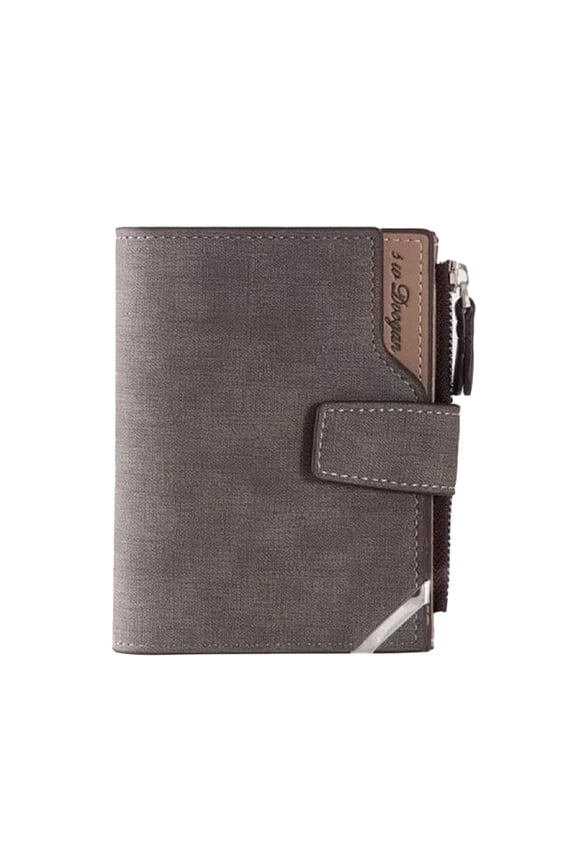 Men's Functional Vertical Zipper Buckle Wallet Compact Secure RFID Blocking Card Holder Billfold Organizer