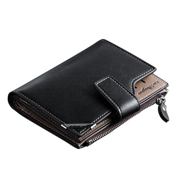 Kcolen Men's Functional Vertical Zipper Buckle Wallet Compact Secure RFID Blocking Card Holder Billfold Organizer